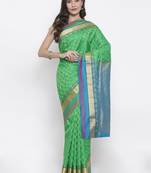 CLASSICATE from the house of The Chennai Silks Women's Green Pure Dharmavaram Silk Saree With Blouse