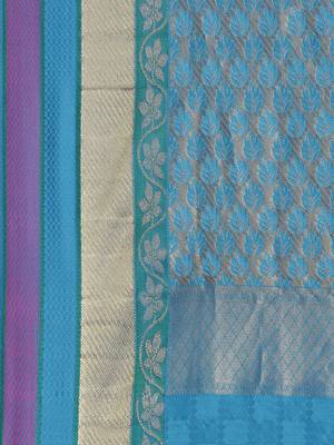 CLASSICATE from the house of The Chennai Silks Women's Green Pure Dharmavaram Silk Saree With Blouse 2