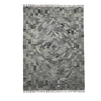 PEQURA Grey Woollen Geometric Patterned Hand Woven Carpet 3
