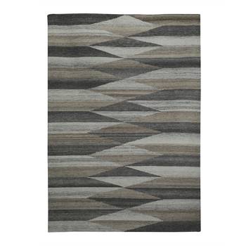 PEQURA Beige and Brown Woollen Patterned Hand Woven Carpet 3