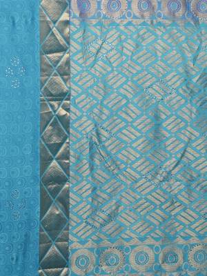 CLASSICATE from the house of The Chennai Silks Women's Blue Pure Dharmavaram Silk Saree With Blouse 3
