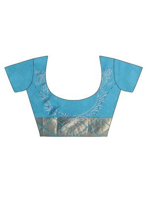 CLASSICATE from the house of The Chennai Silks Women's Blue Pure Dharmavaram Silk Saree With Blouse 4