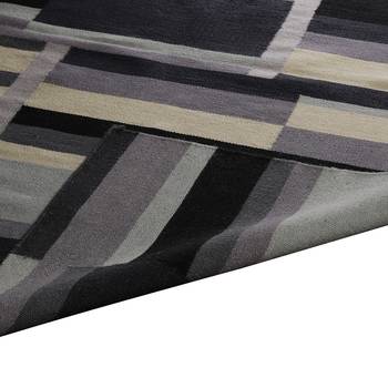 PEQURA Grey Woollen Abstract Patterned Hand Woven Rectangular Kilim Carpet 2