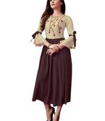 Women'S Beige,Brown Color Rayon Designer Kurti