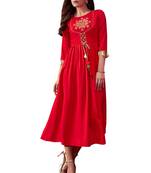 Women'S Red Color Rayon Designer Kurti