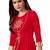 Women'S Red Color Rayon Designer Kurti