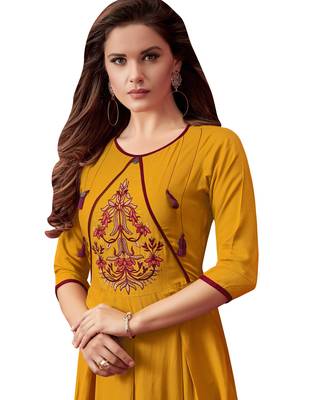 Women'S Yellow Color Rayon Designer Kurti 2