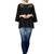 Women'S Black Color Rayon Designer Multi Embrodiery Work Crop Top Kurti