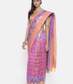 CLASSICATE from the house of The Chennai Silks Women's Violet Pure Dharmavaram Silk Saree With Blouse