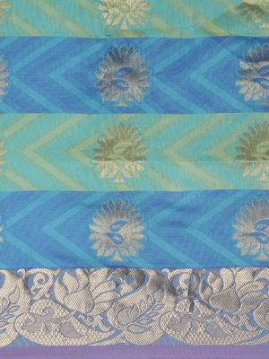 CLASSICATE from the house of The Chennai Silks Women's Blue Pure Dharmavaram Silk Saree With Blouse 2
