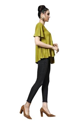 Women'S Green Color Rayon Designer Multi Embrodiery Work Crop Top Kurti 4