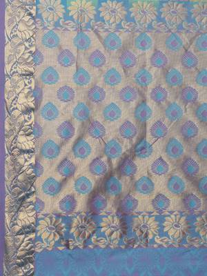 CLASSICATE from the house of The Chennai Silks Women's Blue Pure Dharmavaram Silk Saree With Blouse 3