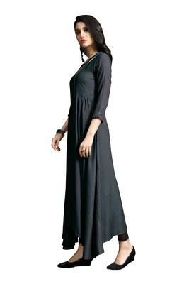 Women'S Purple Color Namo Cotton Designer Multi Embrodiery Work Gown Kurti 2