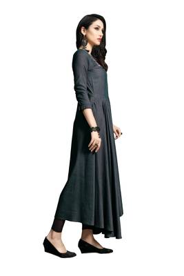 Women'S Purple Color Namo Cotton Designer Multi Embrodiery Work Gown Kurti 4