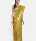 CLASSICATE from the house of The Chennai Silks Women's Green Pure Dharmavaram Silk Saree With Blouse