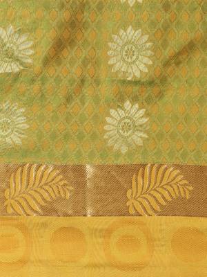 CLASSICATE from the house of The Chennai Silks Women's Green Pure Dharmavaram Silk Saree With Blouse 2