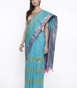 CLASSICATE from the house of The Chennai Silks Women's Blue Pure Dharmavaram Silk Saree With Blouse