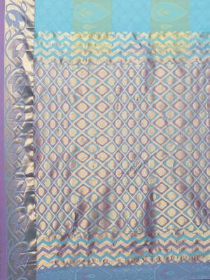 CLASSICATE from the house of The Chennai Silks Women's Blue Pure Dharmavaram Silk Saree With Blouse 3
