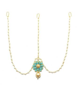 Gold Plated Flower Style Maang Tikka Matha Patti For Women/Girls 1