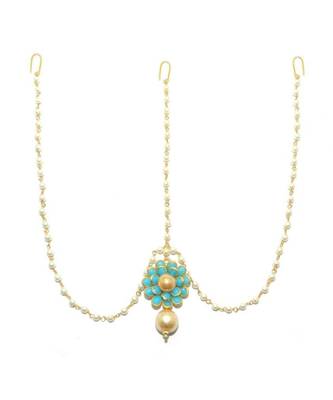 Gold Plated Flower Style Maang Tikka Matha Patti For Women/Girls 2
