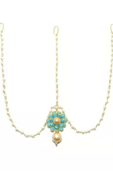 Gold Plated Flower Style Maang Tikka Matha Patti For Women/Girls
