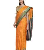 CLASSICATE from the house of The Chennai Silks Women's Yellow Pure Kanchipuram Silk Saree With Blouse