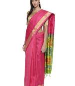 CLASSICATE from the house of The Chennai Silks Women's Pink Pure Kanchipuram Soft Silk Saree With Blouse