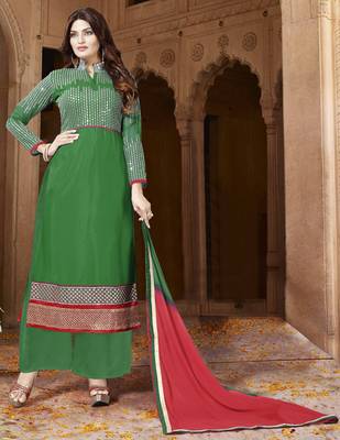 Green sequins faux georgette salwar 1