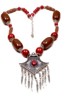 Designer Necklace With German Silver Pendant And Mix Ornaments And Beads Ppbj262