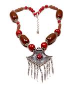 Designer Necklace With German Silver Pendant And Mix Ornaments And Beads Ppbj262