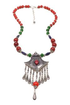 Designer Necklace With German Silver Pendant And Mix Ornaments And Beads Ppbj263