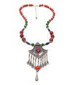 Designer Necklace With German Silver Pendant And Mix Ornaments And Beads Ppbj263