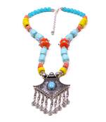 Designer Necklace With German Silver Pendant And Mix Ornaments And Beads Ppbj264