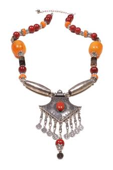 Designer Necklace With German Silver Pendant And Mix Ornaments And Beads Ppbj265