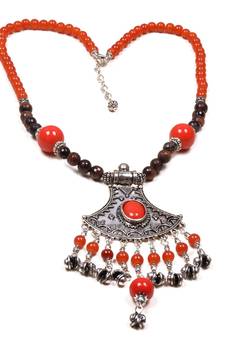 Designer Necklace With German Silver Pendant And Mix Ornaments And Beads Ppbj266