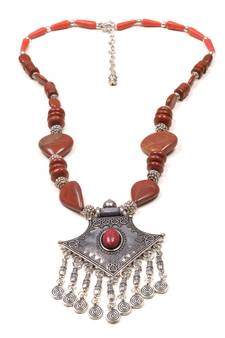 Designer Necklace With German Silver Pendant And Mix Ornaments And Beads Ppbj267