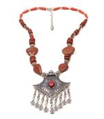 Designer Necklace With German Silver Pendant And Mix Ornaments And Beads Ppbj267