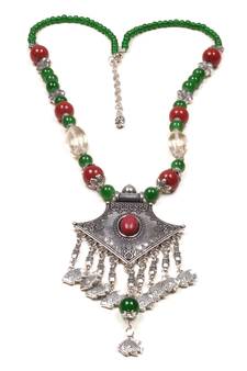Designer Necklace With German Silver Pendant And Mix Ornaments And Beads Ppbj268