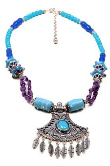 Designer Necklace With German Silver Pendant And Mix Ornaments And Beads Ppbj269