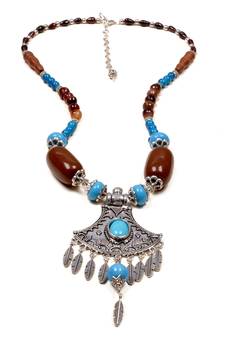 Designer Necklace With German Silver Pendant And Mix Ornaments And Beads Ppbj271