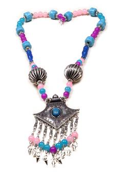 Designer Necklace With German Silver Pendant And Mix Ornaments And Beads Ppbj274