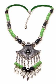 Designer Necklace With German Silver Pendant And Mix Ornaments And Beads Ppbj275