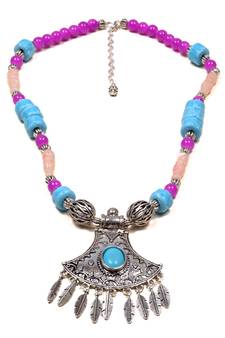 Designer Necklace With German Silver Pendant And Mix Ornaments And Beads Ppbj276