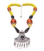Designer Necklace With German Silver Pendant And Mix Ornaments And Beads Ppbj278