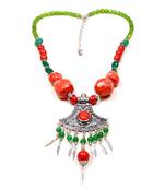 Designer Necklace With German Silver Pendant And Mix Ornaments And Beads Ppbj279