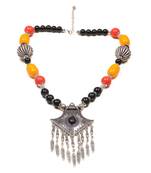 Designer Necklace With German Silver Pendant And Mix Ornaments And Beads Ppbj280