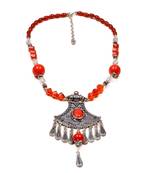 Designer Necklace With German Silver Pendant And Mix Ornaments And Beads Ppbj282
