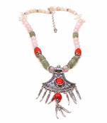 Designer Necklace With German Silver Pendant And Mix Ornaments And Beads Ppbj284