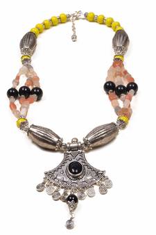 Designer Necklace With German Silver Pendant And Mix Ornaments And Beads Ppbj285