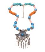 Designer Necklace With German Silver Pendant And Mix Ornaments And Beads Ppbj286